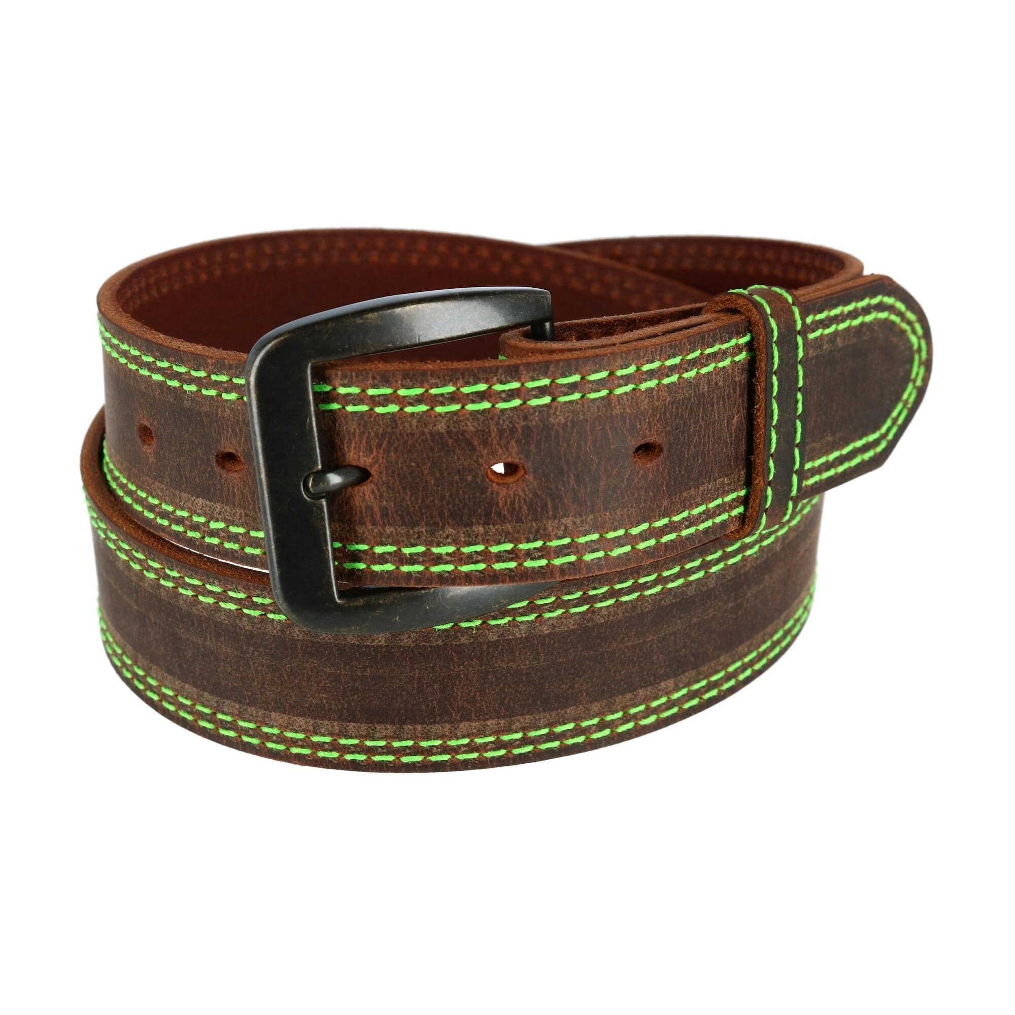Elevate Your Look: Bold Contrast Stitch Men's Belt – D-Ring Design.
