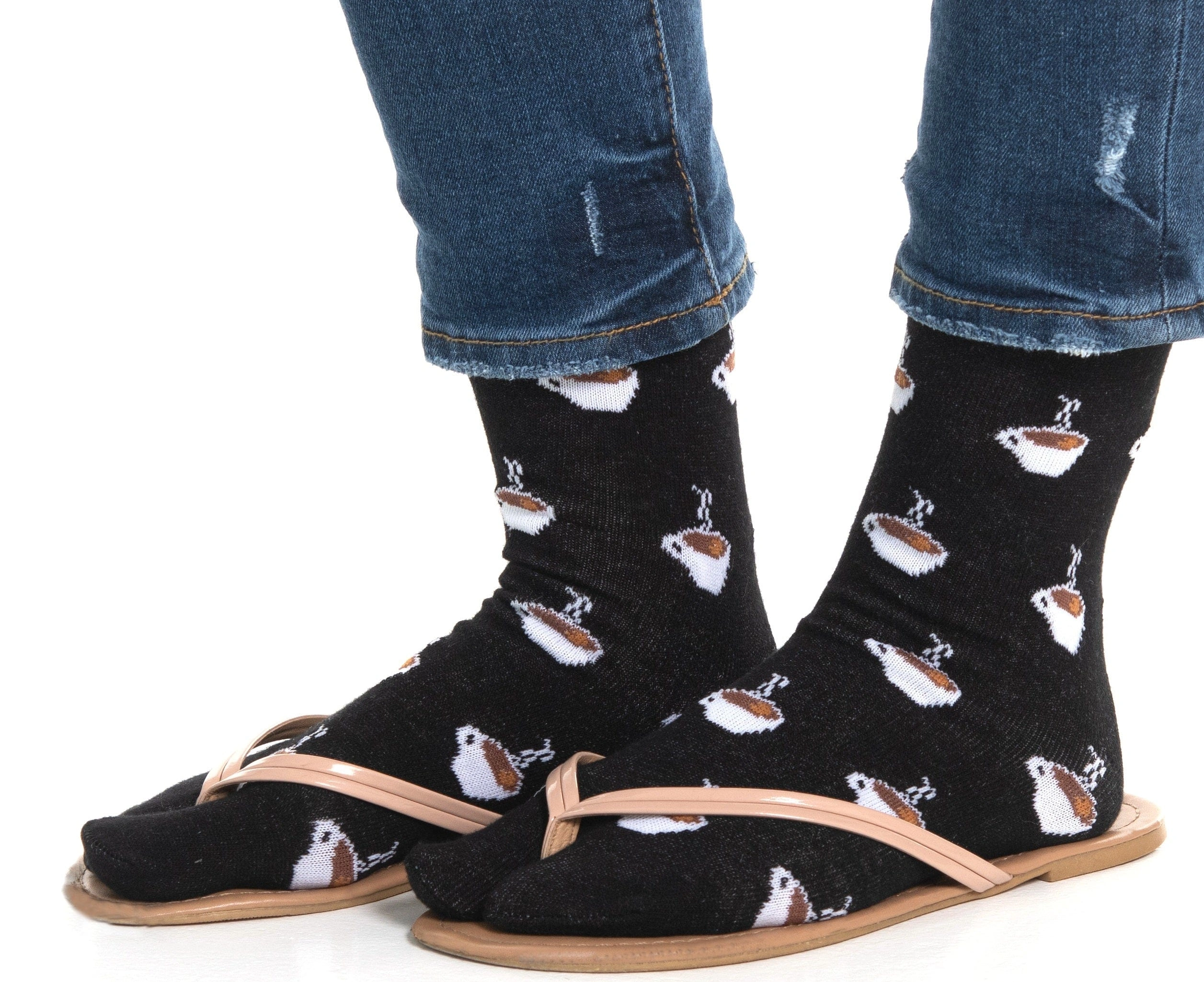Cozy Coffee Vibes Flip Flop Socks Unisex Tabi Style