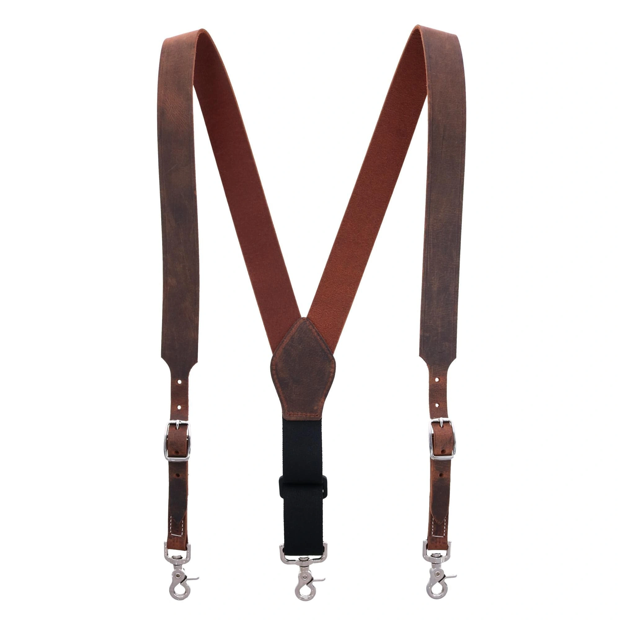 3 D Belt Company Men's Distressed Leather Suspenders with Swivel Hook Ends